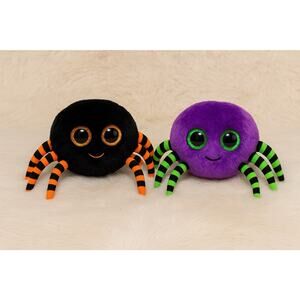 Ty Beanie Boos Crawly Black & Purple 6” Halloween Spider Plush Set of 2
